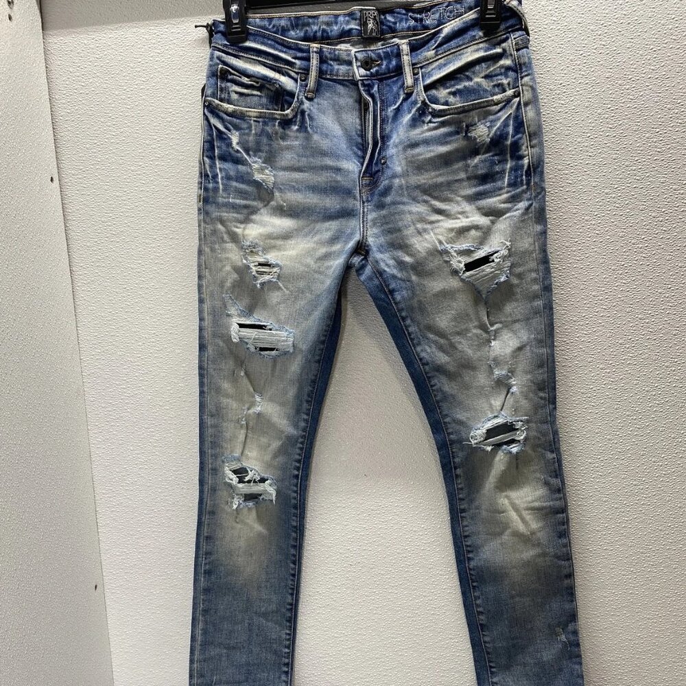 PRPS Men's Camaro Cayenne Slim Distressed Jeans Dark Blue Size 34 x 34